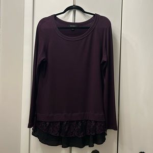 Karen Kane sweater with lace hem. Size Large